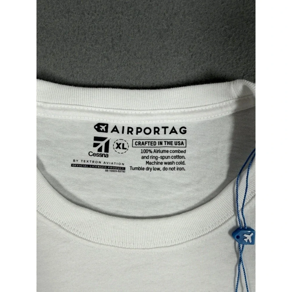 Airportag Cessna 172 T-Shirt White Men's Size XL Aviation Pilot Graphic Tee NWT